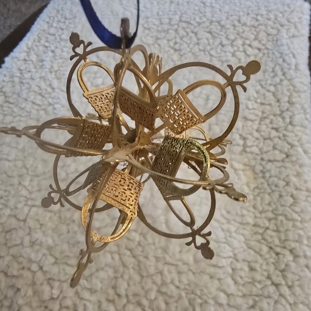 Longaberger Ornament Snowflake Basket 24kt Gold Finish‎ Holiday Christmas - Picture 6 of 9